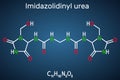 Imidazolidinyl urea, imidurea molecule. It is antimicrobial preservative used in cosmetics, formaldehyde releaser. Structural