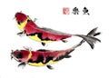 Imitate classical Chinese old paintings with brush and ink ,goldfish,Carp, crucian, Royalty Free Stock Photo