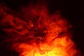 Imitation of bright flashes of orange-red flame. Background of abstract colored smoke Royalty Free Stock Photo