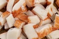 imitation crab meat made from fish and other ingredients, crab sticks without authentic crab Royalty Free Stock Photo