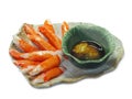 Imitation Crab Stick and wasabi in ceramic dish Royalty Free Stock Photo