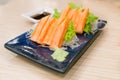 Imitation Crab Stick with wasabi and shoyu sauce Royalty Free Stock Photo