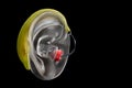 Imitation hearing aid -Conceptual photo-Close-up on a black