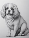 Imitation illustration of a pencil drawing of a dog.