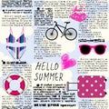 Imitation of newspaper Hello summer Royalty Free Stock Photo