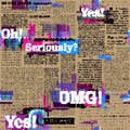 Imitation of newspaper. Seamless vector image. Vintage background. Royalty Free Stock Photo