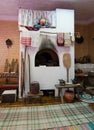 Imitation of old Russian stove in the hut