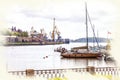 Imitation of the picture. City Vyborg. South Harbor