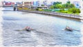 Imitation of a picture. Oil paint. Illustration. Kaliningrad. Regatta