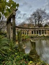 Imitation Roman colonnade and pond, part of original park plan late 1770s, Parc Monceau, Paris