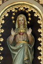 Immaculate Heart of Mary, statue on the altar of the Visitation of Mary in the church of St Peter in Ivanic Grad, Croatia