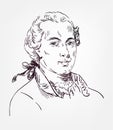 Immanuel Kant vector sketch portrait illustration editorial