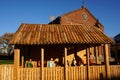 Fijnaart. Netherlands culture and belief in church . In a Christmas atmosphere with nativity scene and Christmas tree.