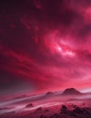 Immaterial Rift Dividing a Grey World in Two Beneath a Blood-Red Sky\'s Ominous Embrace Royalty Free Stock Photo