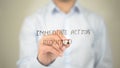 Immediate Action Required , Man writing on transparent screen Royalty Free Stock Photo