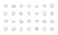 Immediate transit line icons collection. Expedite, Swift, Rapid, Instant, Prompt, Expedient, Punctual vector and linear