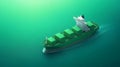 Immense green container ship majestically traversing the vast ocean glimpse into global maritime logistics Royalty Free Stock Photo