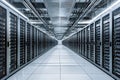 Immense server room, vast data center landscape providing digital infrastructure Royalty Free Stock Photo