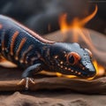 An immense, star-forged salamander with a fiery tail, heating the celestial forges of creation4