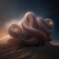 An immense, tentacled entity made of interstellar gases and dust, moving through a cosmic dust storm3