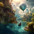 Wonderful and enchanting waterscapes. Ai generated Royalty Free Stock Photo