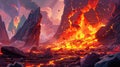 Immerse in the intense heat with a hot magma background, a fiery and dynamic visual. Ai Generated