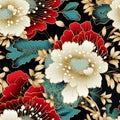 Chiyogami Splendor: Stylized Fans & Blossoming Cherries Pattern