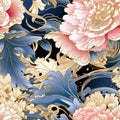 Chiyogami Splendor: Stylized Fans & Blossoming Cherries Pattern