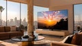 Immerse in stunning visuals and immersive sound with a modern OLED TV. Concept TV Technology, Royalty Free Stock Photo