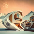 Futuristic Ski Resort Buildings - generative ai