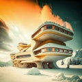 Futuristic Ski Resort Buildings - generative ai