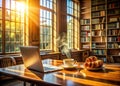Immerse Yourself in the Academic Atmosphere Oxford University Library a Scene of Focused Study and Refreshments Royalty Free Stock Photo