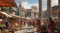 Bustling Roman Marketplace: A Vivid Historical Painting