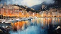 Coastal Elegance: Captivating Impressionistic View of Glamorous Monaco