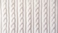 Handcrafted Elegance: Cable Knit Stitch Pattern on White Wool Sweater Texture Royalty Free Stock Photo