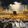 Astonishing wallpaper: Mecca's Majesty - Pilgrims circumambulating the Kaaba during Hajj Royalty Free Stock Photo