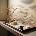 Exquisite Paper Tray with Asian Calligraphy and Motifs