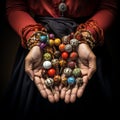 Astonishing Wallpaper: Beads of Belief - Hands holding prayer beads from various cultures Royalty Free Stock Photo