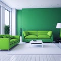Showcasing a Modern Living Room Wall Mockup Infused with a Lush Green Nature Theme and Serene Interior Design