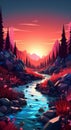 Majestic Peaks: A High-Quality 2D Landscape