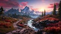 Majestic Misty Mountains: A Vibrant Autumn Landscape