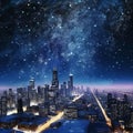 Captivating Chicago Skyline Amidst Starry Night Skies