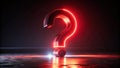 Intense Red Question Mark Illuminates Futuristic Space Landscape Glowing Neon Symbol in a Universe of Planets and Royalty Free Stock Photo