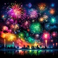 Magnificent Fireworks Display in the Night Sky