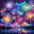 Magnificent Fireworks Display in the Night Sky