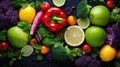 Fresh Salad Ingredients on wooden table