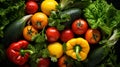 Fresh Salad Ingredients on wooden table