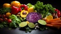 Fresh Salad Ingredients on wooden table