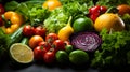 Fresh Salad Ingredients on wooden table