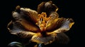 single marogold against a plain black backdrop